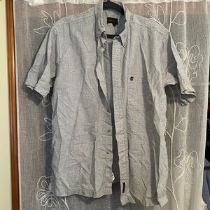 Men’s large Timberland short sleeve button down shirt white and gray like new